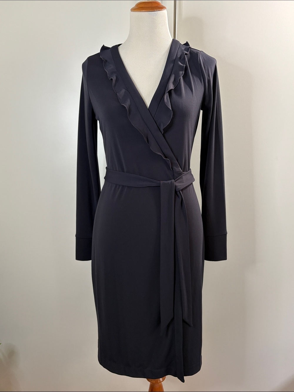 Ann Taylor Navy Ruffle-Trim Wrap Dress 4